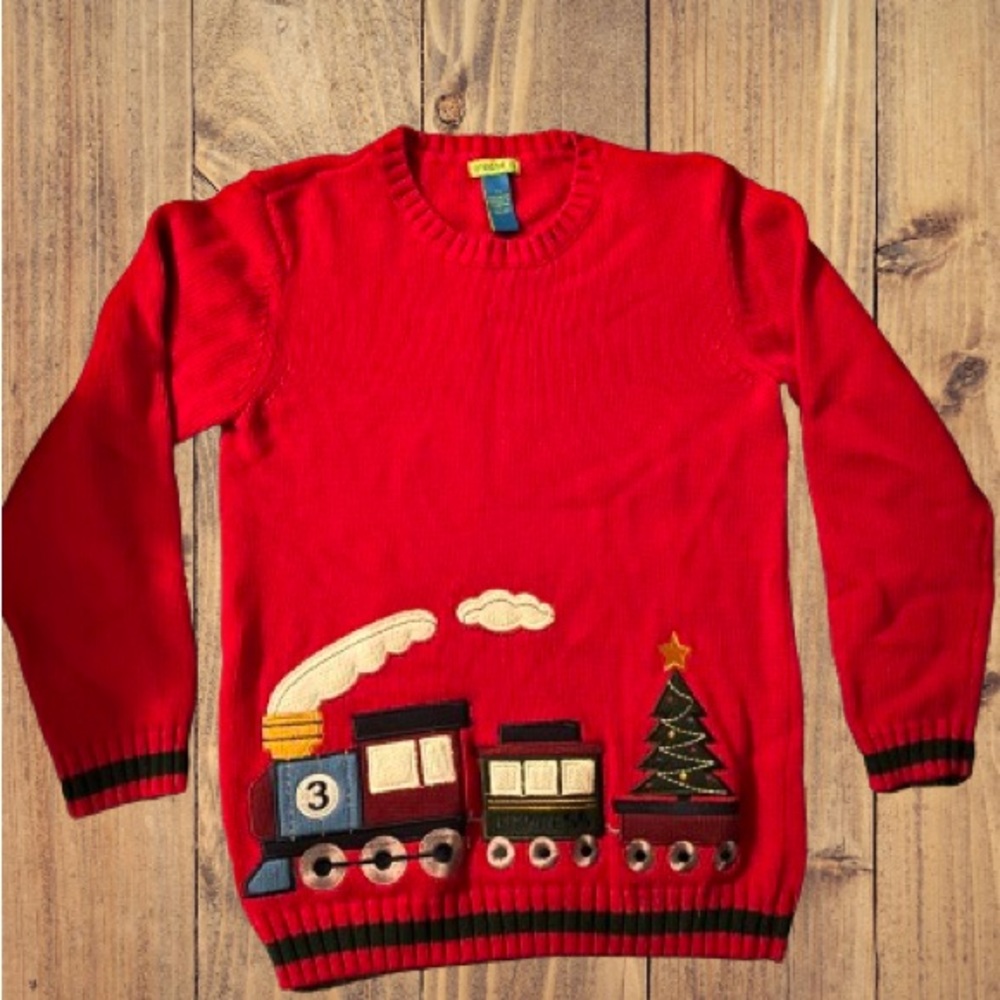 Train Christmas Sweater Boys 7X